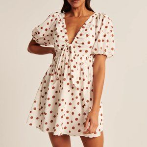 Cinch-Front Cotton Texture Mini Dress